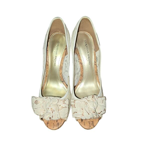 Christian Siriano for Payless Cream Lace High Heels Used Good Size 8 - Picture 3 of 6